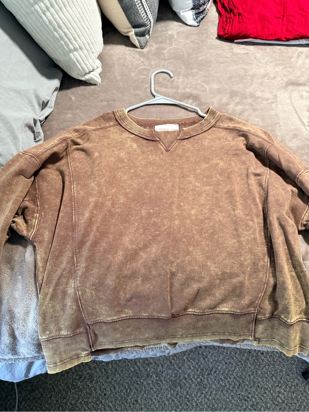 Brown crop crew neck sweatshirt